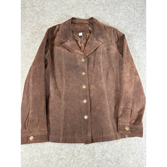 Jaclyn Smith Jackets & Blazers - Vintage 90s Jaclyn Smith Suede Leather Blazer Jacket Womens XL Brown Work Barn